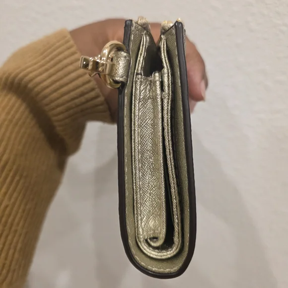 Michael Kors Gold Metallic Wristlet Wallet - Picture 8 of 9